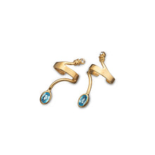 Laden Sie das Bild in den Galerie-Viewer, women´s earcuff gold-plated ight blue Zirconia