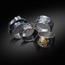 Load image into Gallery viewer, 5 Silverrings art deco stile