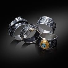 Load image into Gallery viewer, 5 silverrings art deco stile