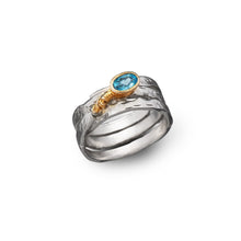 Load image into Gallery viewer, women´s gemstone ring, partly gold-plated, blue Topaz