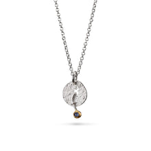 Load image into Gallery viewer, women´s gemstone pendant, whitened silver, partly gold-plated, blue topaz