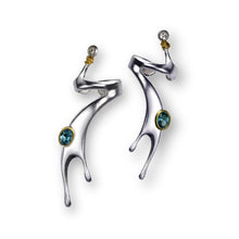 Load image into Gallery viewer, earcuffs partially gold plated with blue zirconia