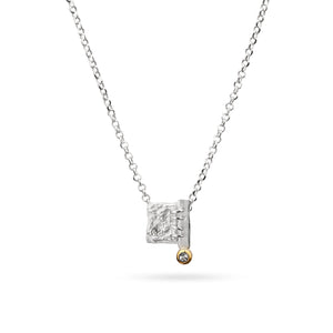 gemsonte pendant for women, whitened silver, partly gold-plated, light blue or white Topaz