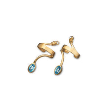 Load image into Gallery viewer, women´s earcuff gold-plated white or light blue Zirconia 
