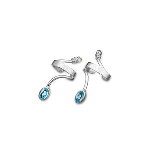 women´s earcuff silver with light blue Zirconia 