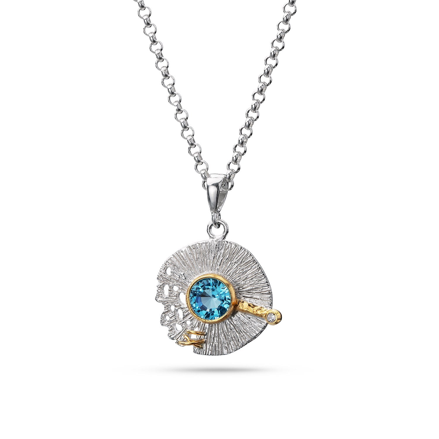 Blue sunshine pendant / Edelsteinkettenanhänger für Damen