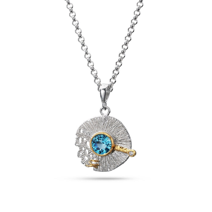 gemstone pendant with blue and white Topas