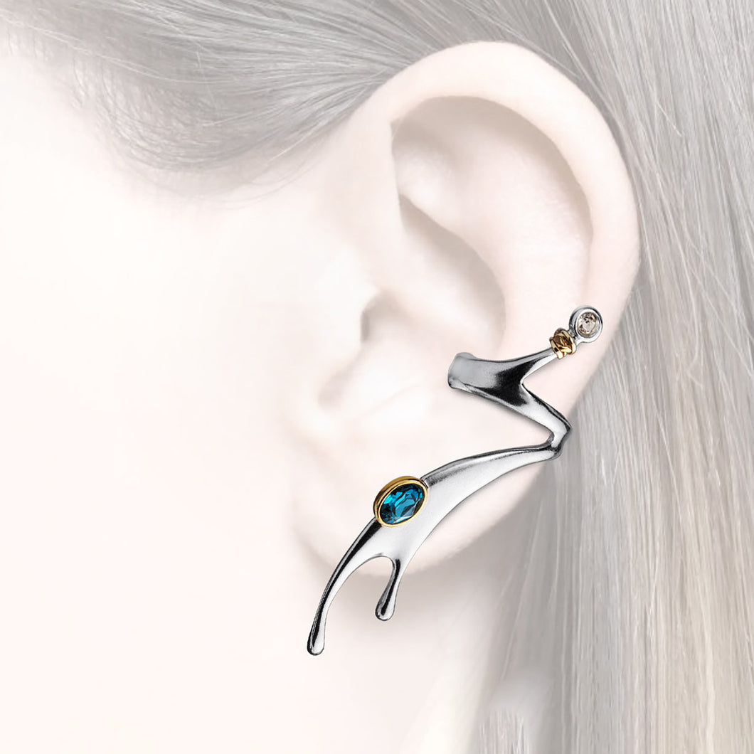 earcuffs partially gold plated with zirconia
