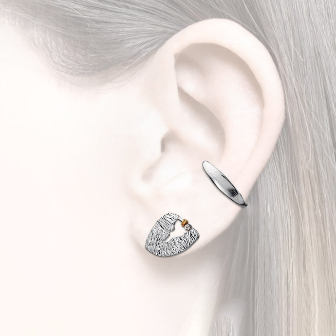 silver earcuff with white Zirkonia