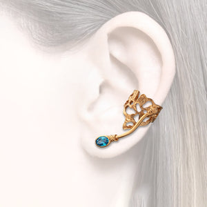 women´s earcuff gold plated white Zirconia