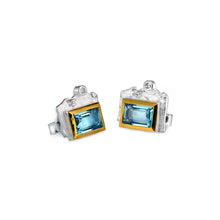 Load image into Gallery viewer, gemstone earstudds for women / blue topas
