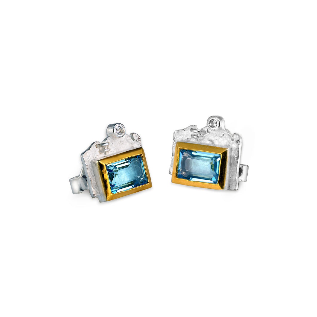 gemstone earstudds for women / blue topas