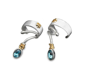 earcuff silver blue zirkonia