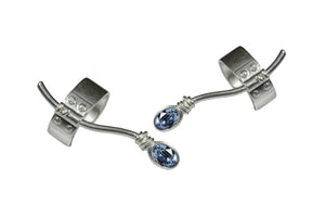 women´s earcuff ice-matted with light blue Zirconia