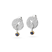 Load image into Gallery viewer, women´s gemstone earstuds, whitened silver, partly gold-plated, sapphire or topas
