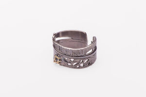 women´s silverring partly gold-plated