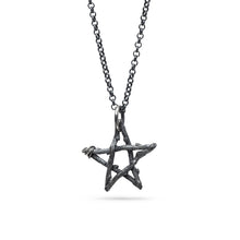Load image into Gallery viewer, star shaped silver pendant, unisex, oxidized
