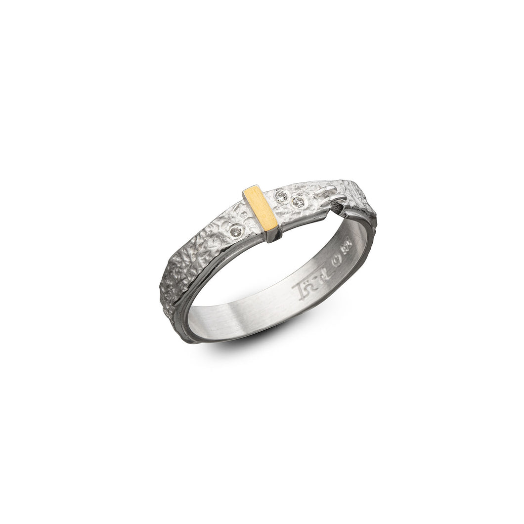 women´s gemstonering silver and gold with 3 brilliants 
