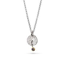 Load image into Gallery viewer, women´s gemstone pendant, whitened silver, partly gold-plated, blue topaz
