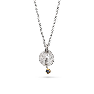 women´s gemstone pendant, whitened silver, partly gold-plated, blue topaz