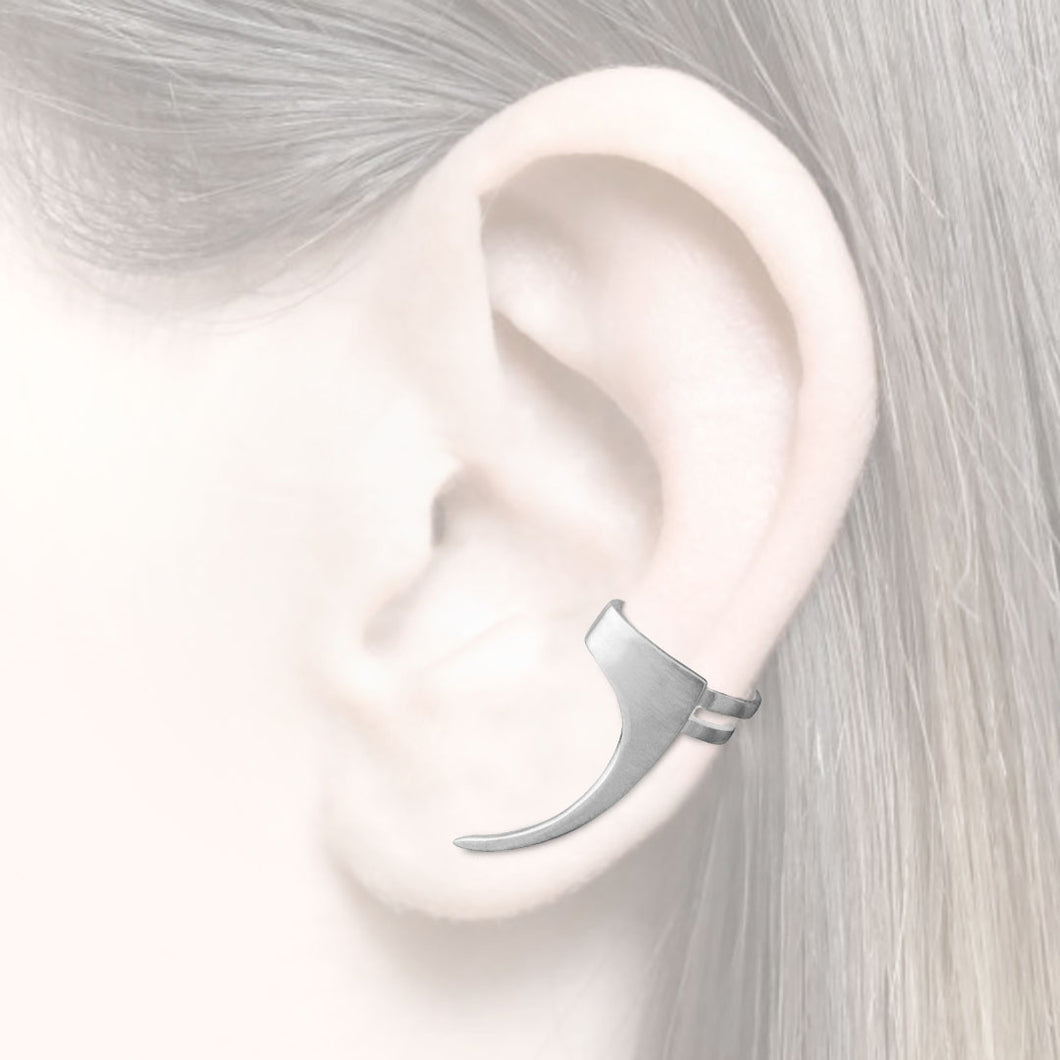women´s earcuff straight design silver whiened