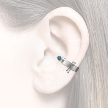 Load image into Gallery viewer, silver earcuff light blue Topaz
