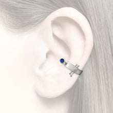 Load image into Gallery viewer, silver earcuff Sapphire
