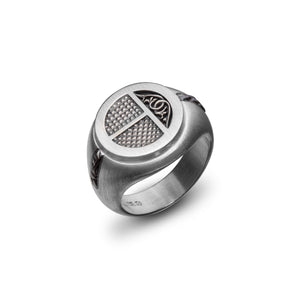 men's signet ring, silver, partly oxidized